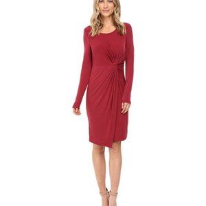 Catherine Malandrino Size Large Red Wrap Long Sleeve Dress